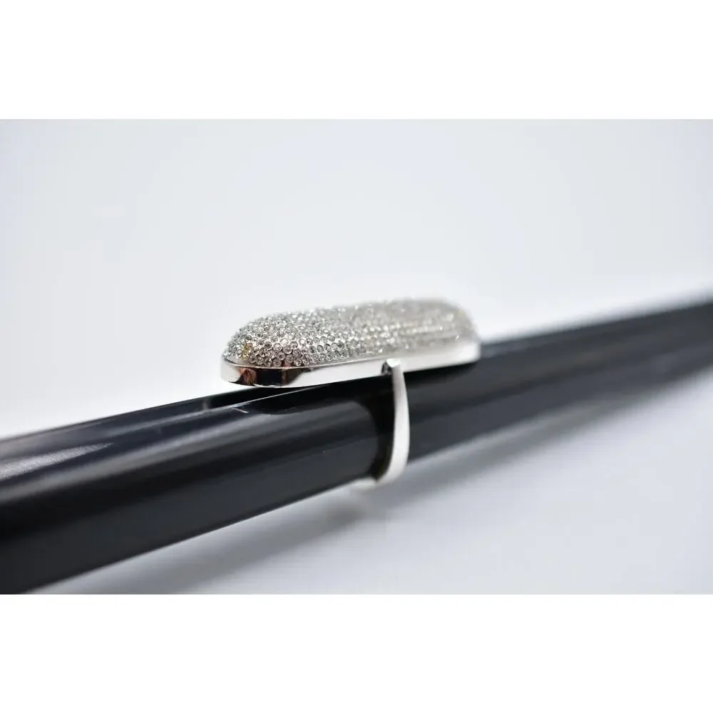 Rebecca Minkoff Cocktail Ring Sparkling Rhinestone Crystal Pave Silver 7.5 Bin1